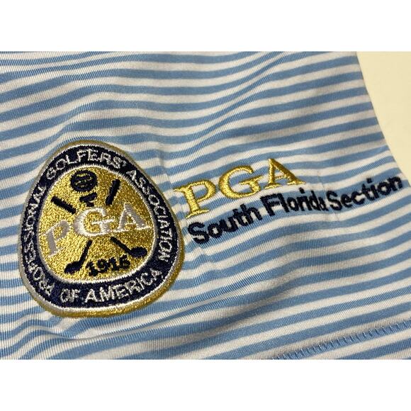 Peter Millar PGA Golf Stripe Pattern Summer Comfort Polo Shirt XL Mens Blue - Picture 3 of 7